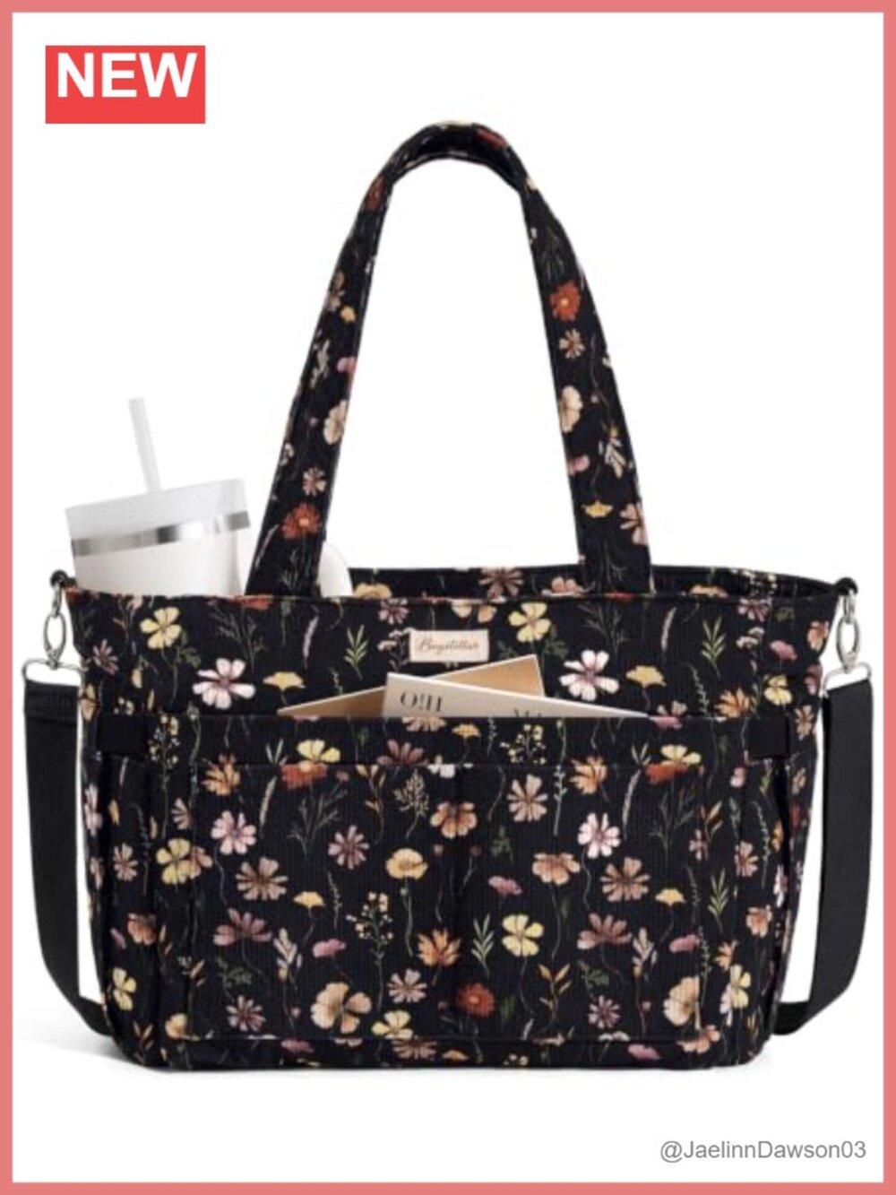 Corduroy Tote Bag Women 17 Pocket Laptop Work Purse Crossbody
